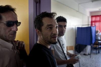 Greeks are called once more to vote in suburban area of Peristeri, western suburb of Athens, on 17th of June 2012. Voters were weighing anger at years of recession with a deep fear of being forced out of Europe’s single currency.